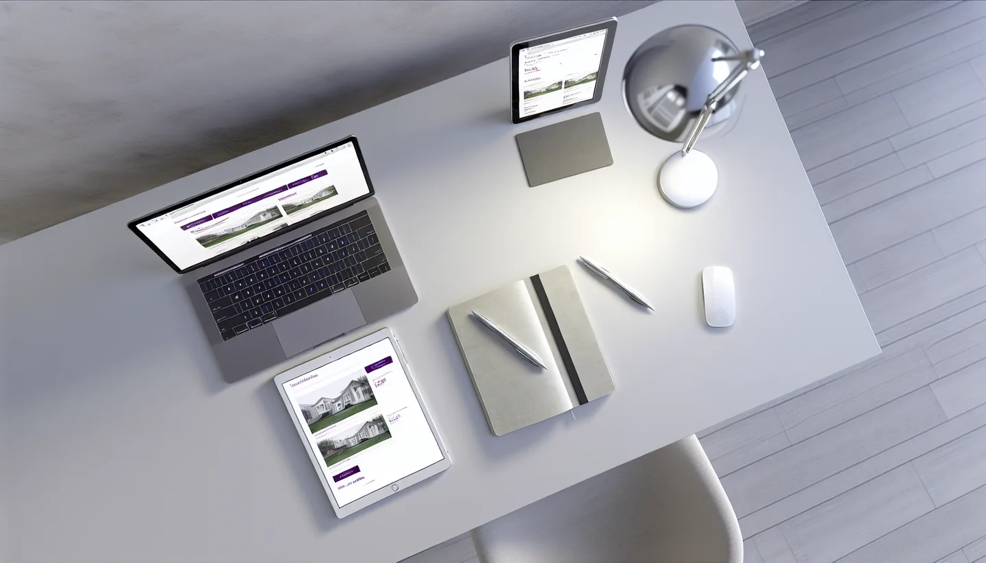 Laptop and tablet showing online property listing website