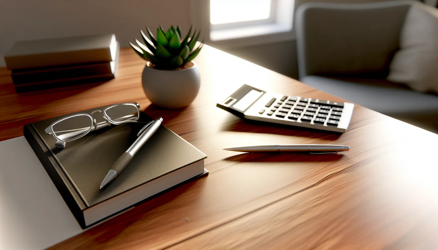 Calculator and property tax forms on a desk for selling land